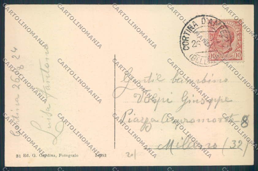 Belluno Cortina d'Ampezzo cartolina LQ9214 – retro