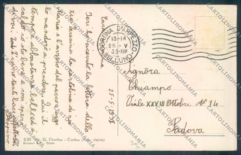 Belluno Cortina d'Ampezzo Pocol cartolina LQ9219 – retro