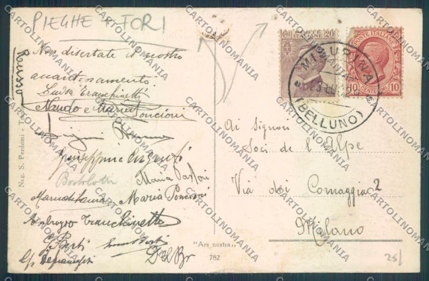Belluno Cortina d'Ampezzo PIEGHE FORI cartolina LQ9228 – retro