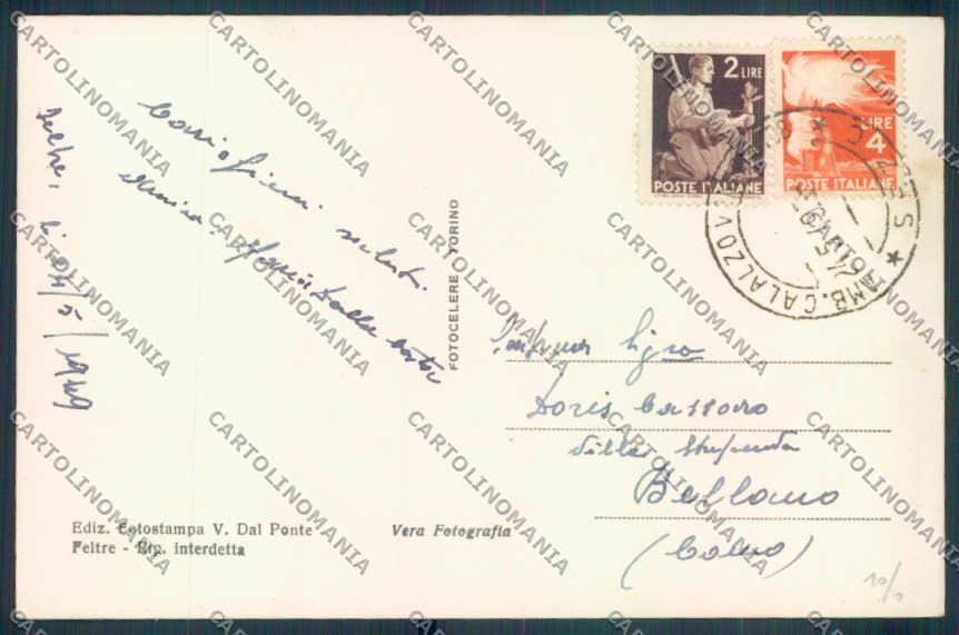 Belluno Feltre Foto cartolina LQ9244 – retro