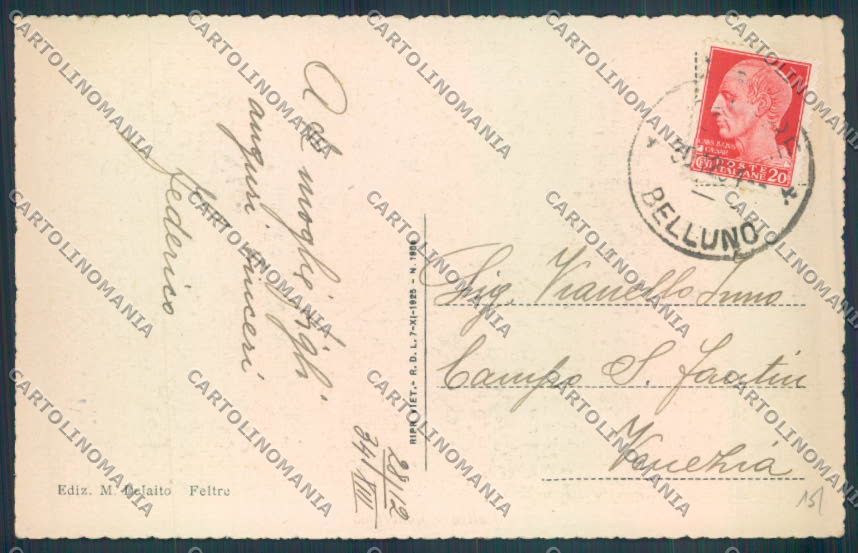 Belluno Feltre cartolina LQ9248 – retro