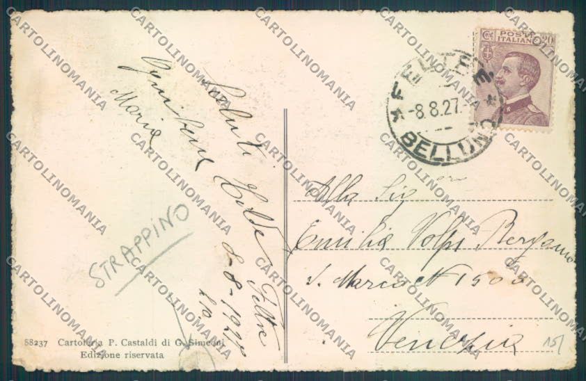 Belluno Feltre STRAPPINO cartolina LQ9254 – retro