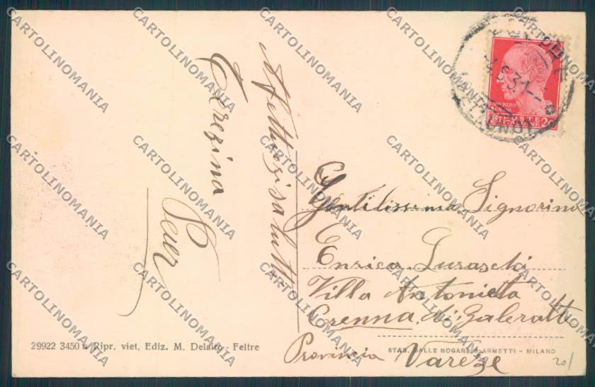 Belluno Feltre cartolina LQ9285 – retro