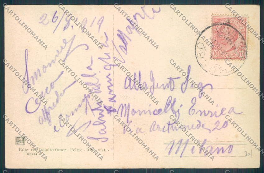 Belluno Feltre PIEGA cartolina LQ9304 – retro