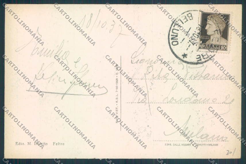 Belluno Feltre cartolina LQ9306 – retro