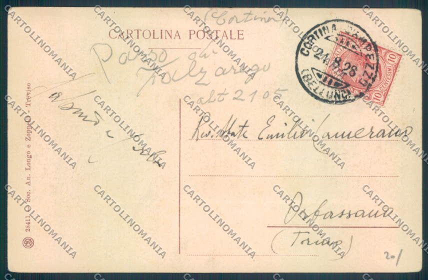 Belluno Passo di Falzarego cartolina LQ9449 – retro