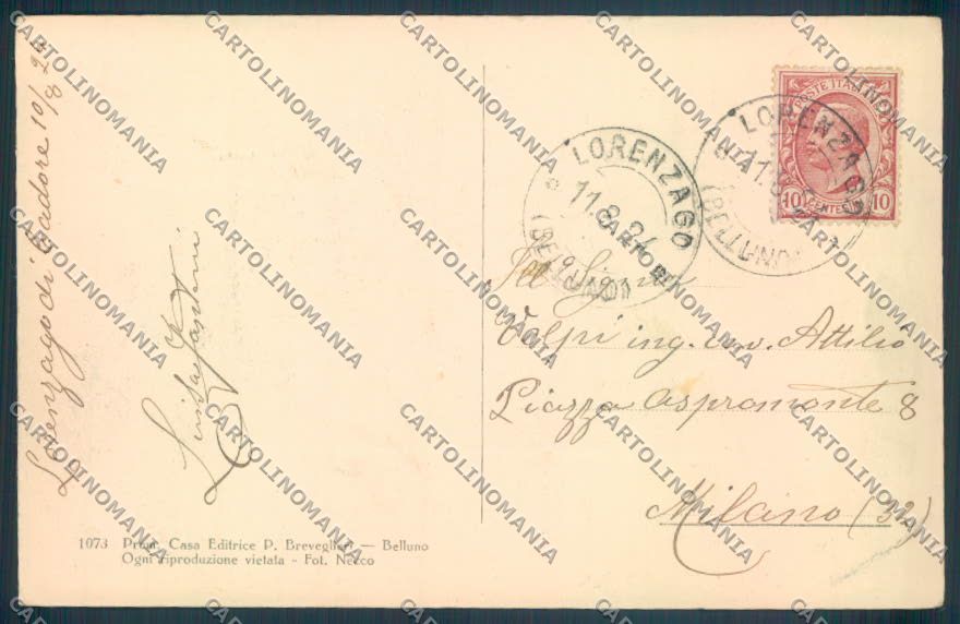 Belluno Lorenzago di Cadore cartolina LQ9455 – retro