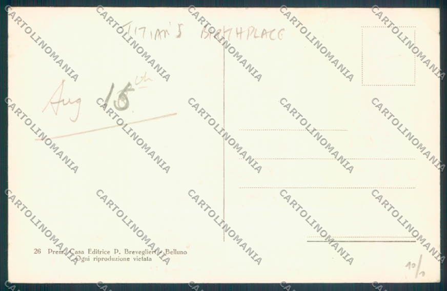 Belluno Pieve di Cadore Tiziano cartolina LQ9516 – retro