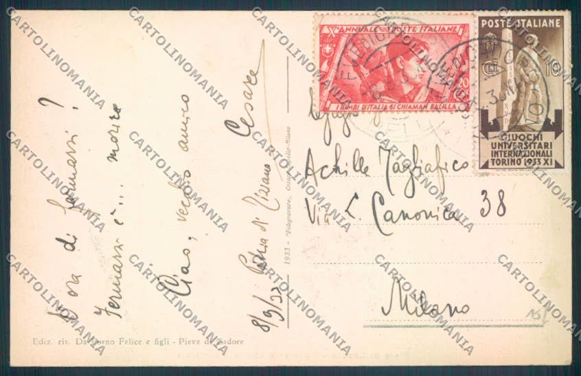 Belluno Pieve di Cadore cartolina LQ9545 – retro