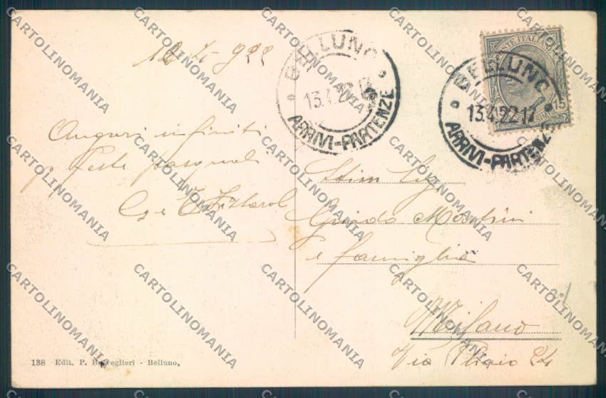 Belluno Pieve di Cadore cartolina LQ9555 – retro