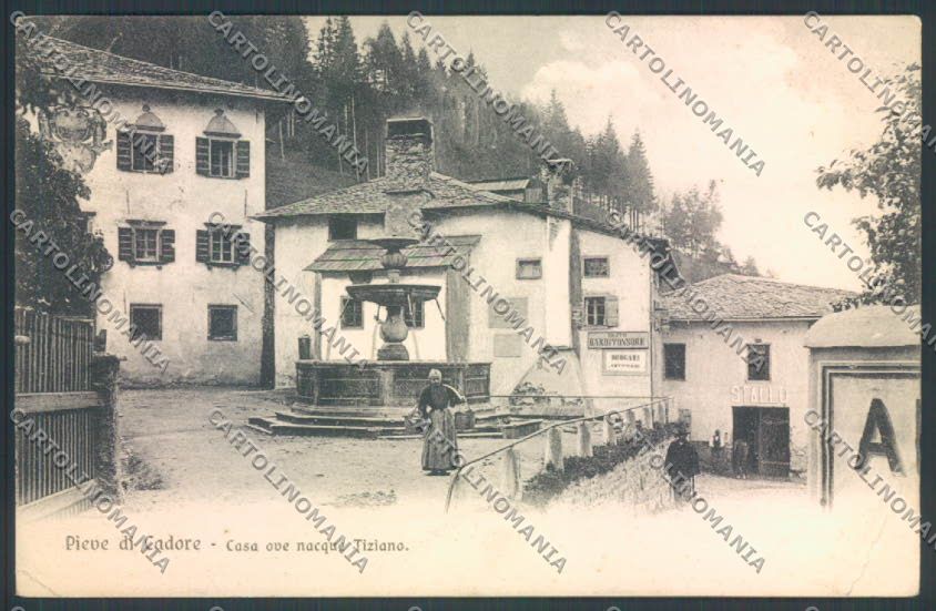Belluno Pieve di Cadore Tiziano PIEGHINA cartolina LQ9567 – fronte