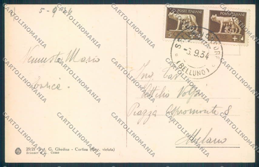 Belluno Selva di Cadore cartolina LQ9575 – retro