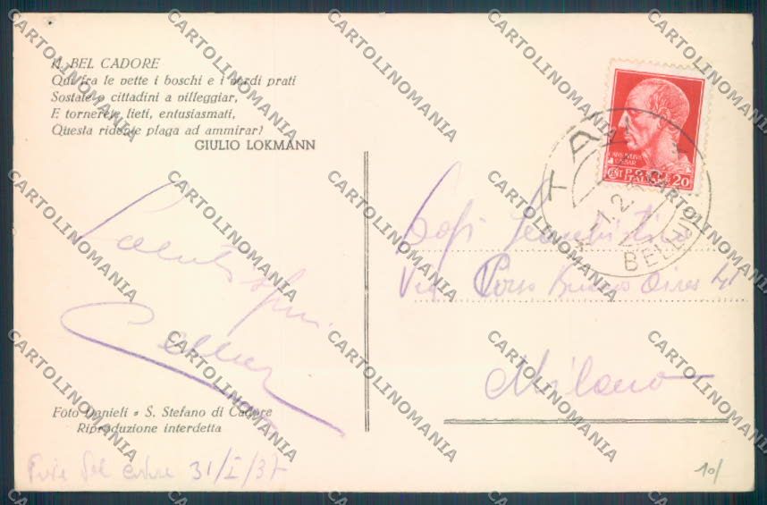 Belluno Valle del Boite PIEGHINA FORO Foto cartolina LQ9681 – retro