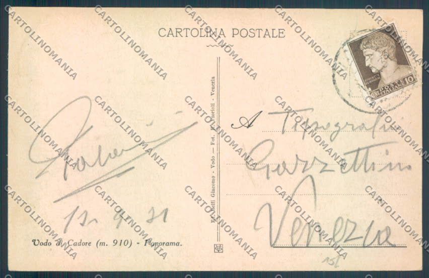 Belluno Vodo di Cadore cartolina LQ9727 – retro