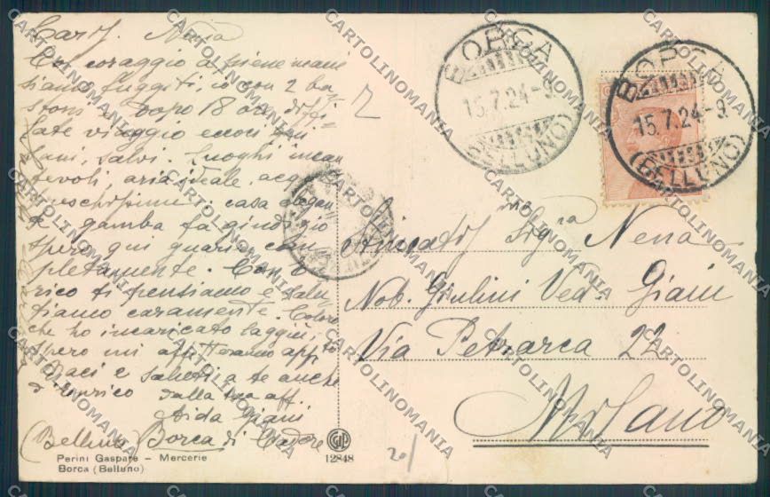 Belluno Borca di Cadore STRAPPINO cartolina LQ9817 – retro