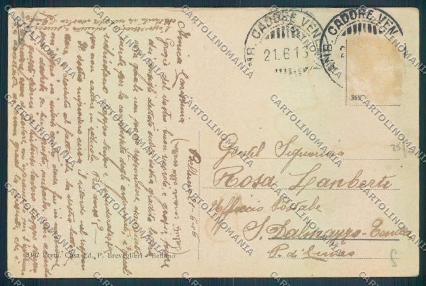 Belluno Pieve di Livinallongo cartolina LQ9878 – retro