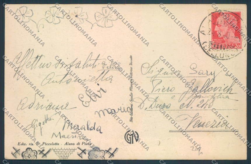 Belluno Alano di Piave cartolina LQ9905 – retro