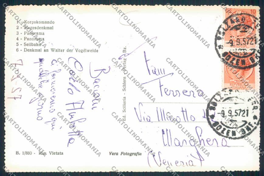 Bolzano città Saluti da foto cartolina MQ0218 – retro