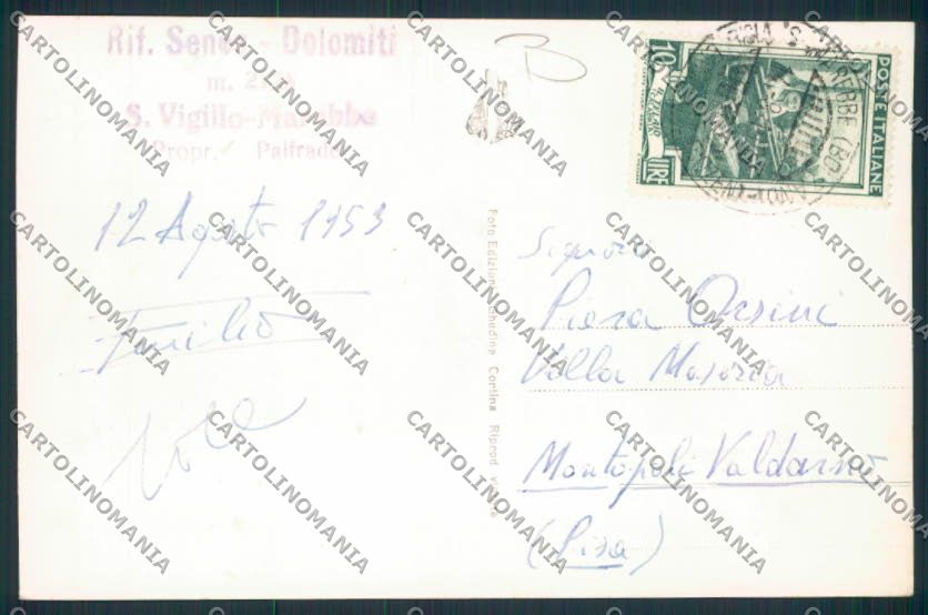 Bolzano Rifugio Sennes cartolina MQ0229 – retro