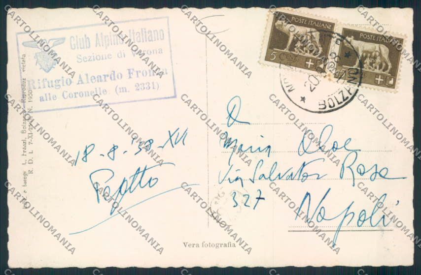 Bolzano Rifugio Coronelle foto cartolina MQ0234 – retro