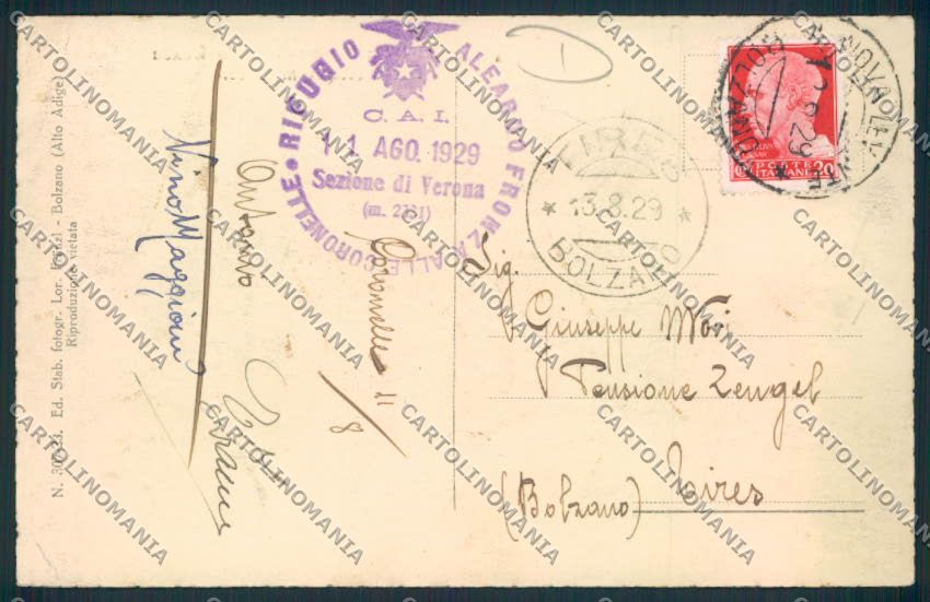 Bolzano Rifugio Verona cartolina MQ0241 – retro