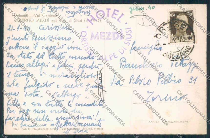 Bolzano Alpe Siusi foto cartolina MQ0249 – retro