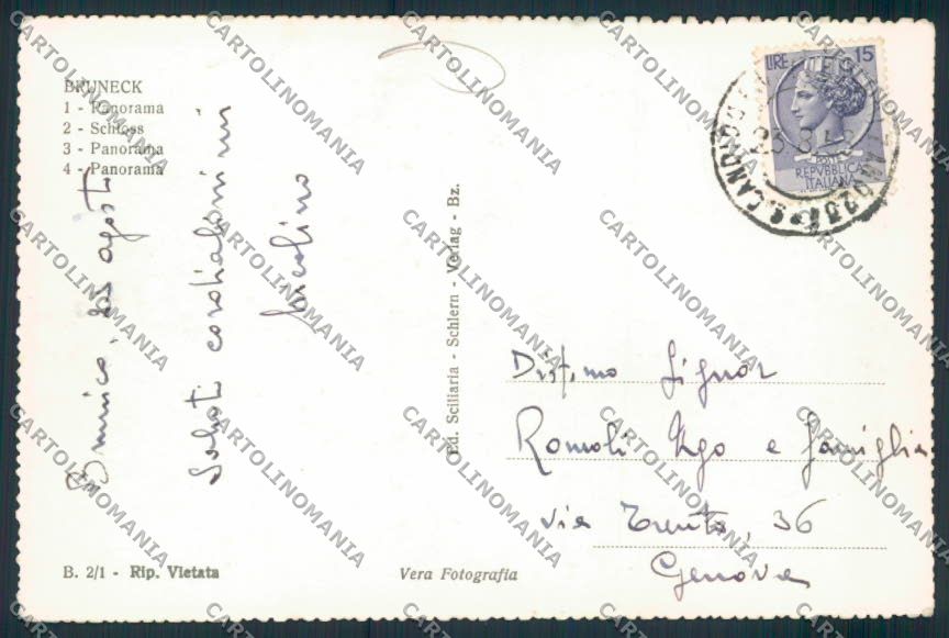 Bolzano Brunico foto cartolina MQ0250 – retro