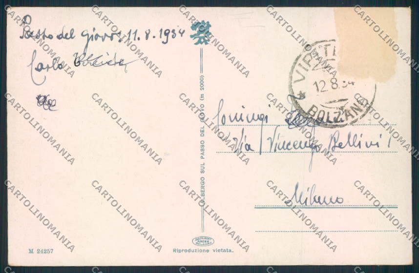 Bolzano Passo Giovo cartolina MQ0257 – retro