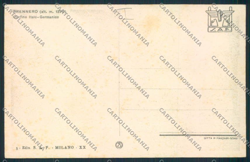 Bolzano Confine Brennero GdF ? auto cartolina MQ0287 – retro