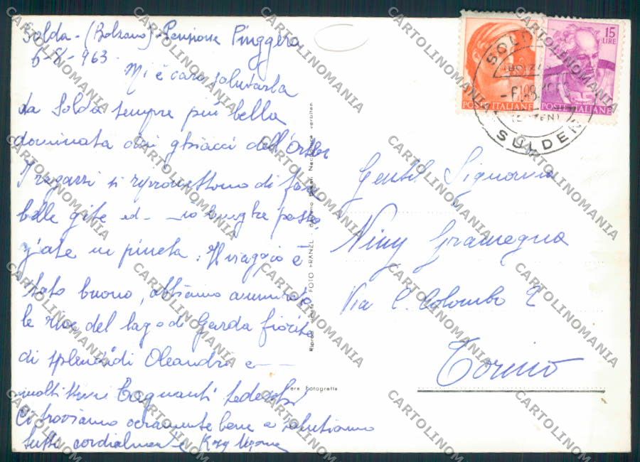 Bolzano Solda Suldenfoto FG cartolina MQ0294 – retro