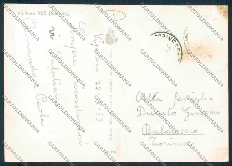 Bolzano Vipiteno Sterzingfoto FG cartolina MQ0298 – retro