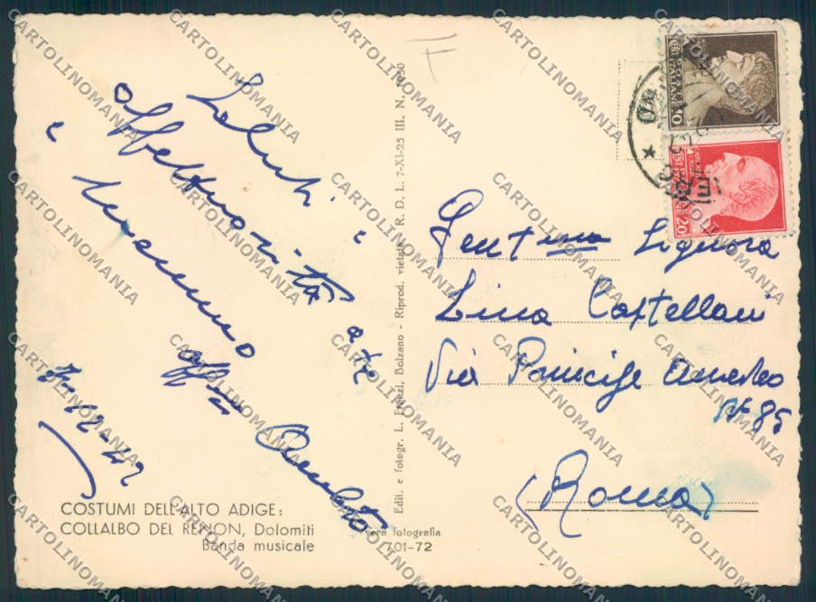 Bolzano Renon Collalbo Banda foto FG cartolina MQ0307 – retro