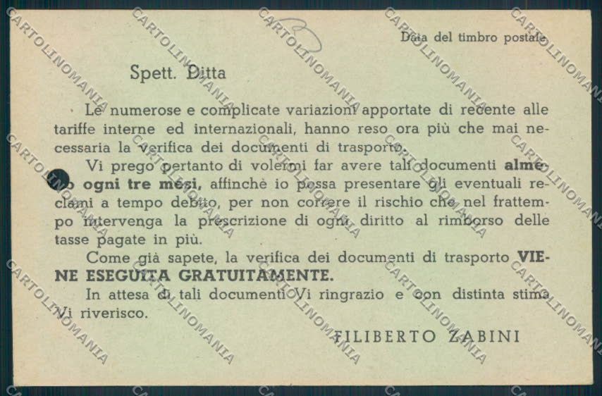 Trento città Commerciale FORI ARCHIVIO cartolina MQ0353 – retro