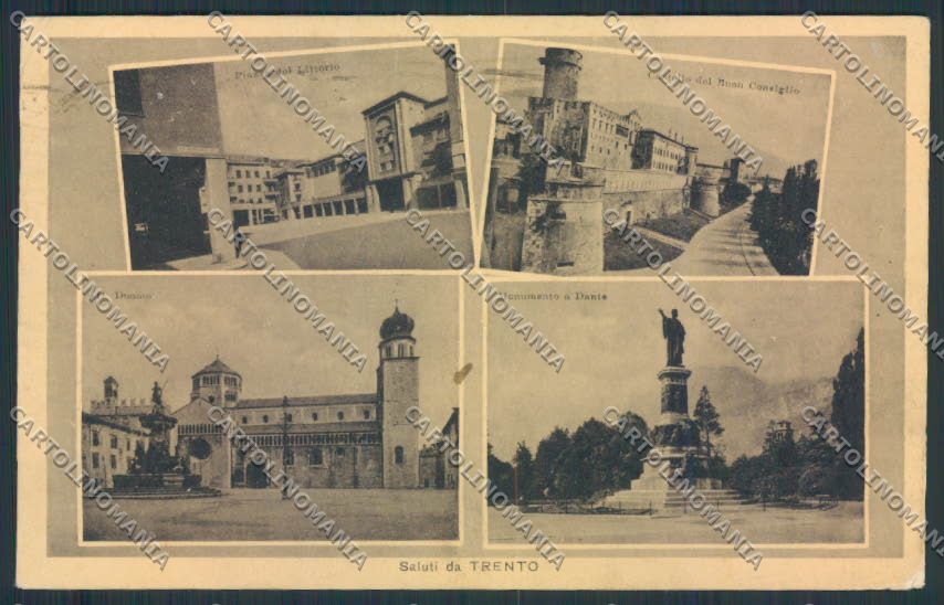 Trento città Saluti da PIEGATA cartolina MQ0424 – fronte