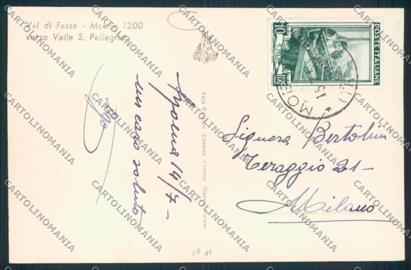 Trento Moena foto cartolina MQ0446 – retro