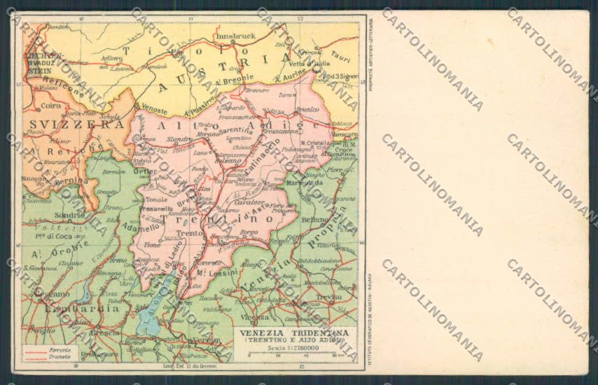 Trento Mappa cartolina MQ0471 – fronte