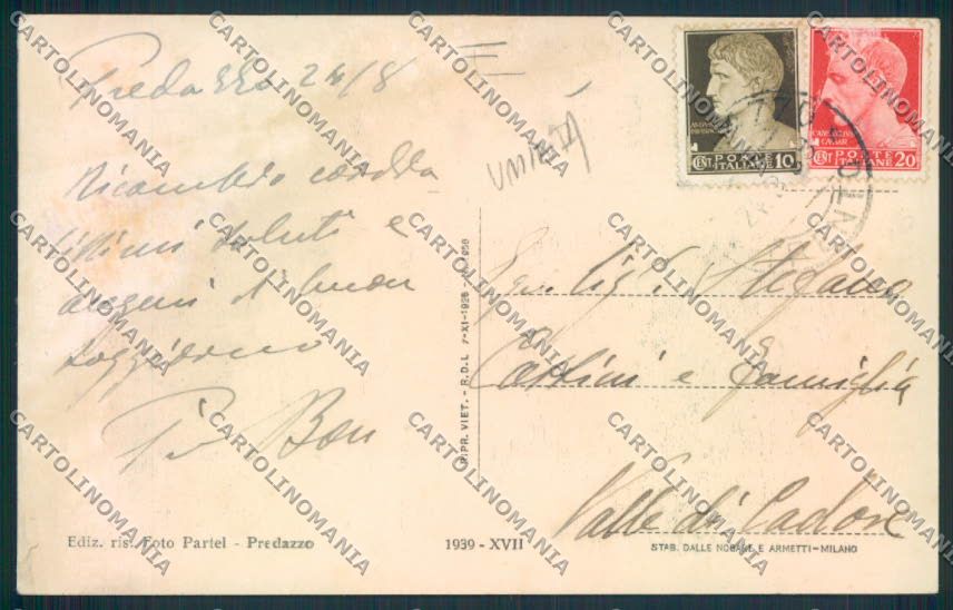 Trento Predazzo TRACCE UMIDO cartolina MQ0478 – retro