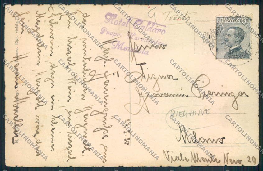 Trento Mendola Cima Penegal PIEGHINE cartolina MQ0508 – retro