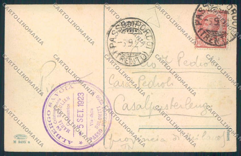 Trento Passo Pordoi auto cartolina MQ0518 – retro