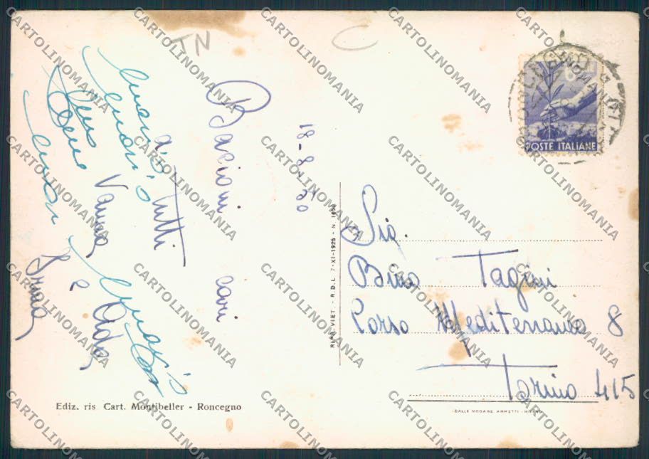 Trento Roncegno FG cartolina MQ0526 – retro