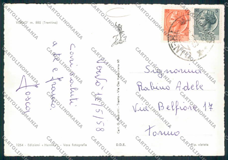 Trento Vervò foto FG cartolina MQ0530 – retro
