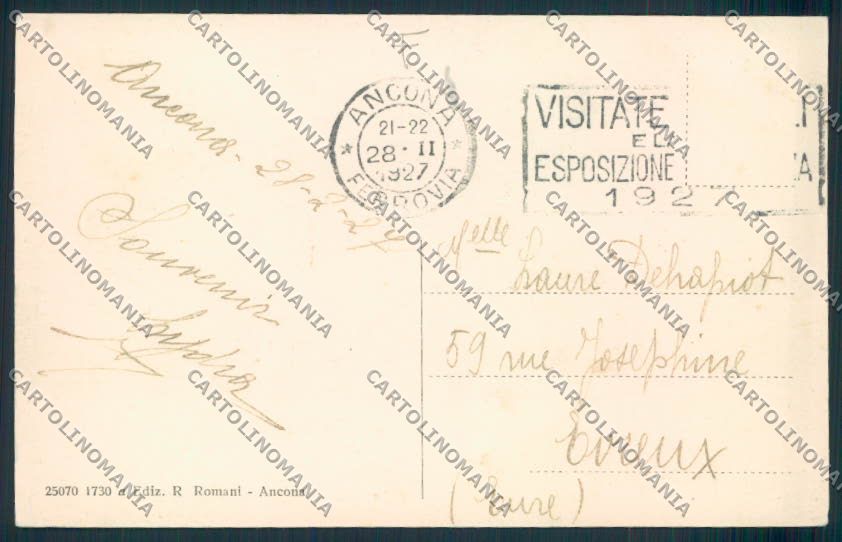 Ancona città Poste cartolina MQ0640 – retro