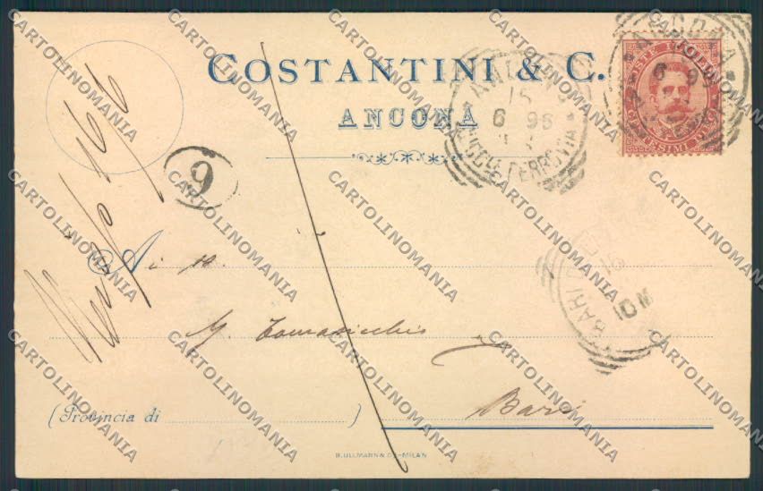Ancona città Commerciale 1896 cartolina MQ0660 – fronte