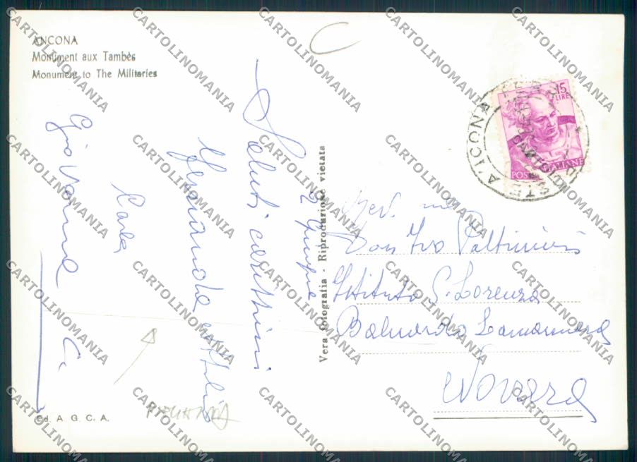 Ancona città ADESIVO PIEGHINA foto FG cartolina MQ0732 – retro