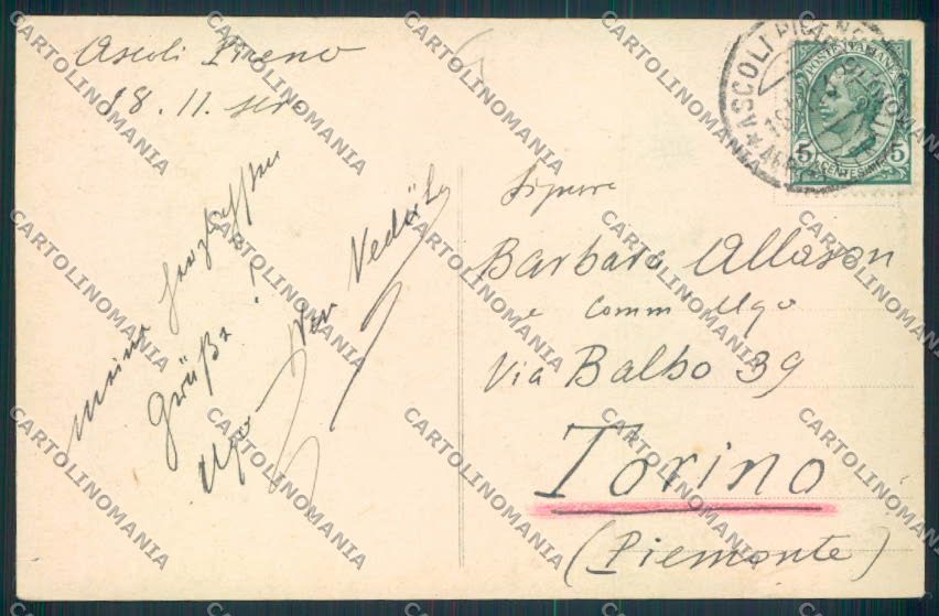 Ascoli Piceno città STRAPPINO cartolina MQ0954 – retro