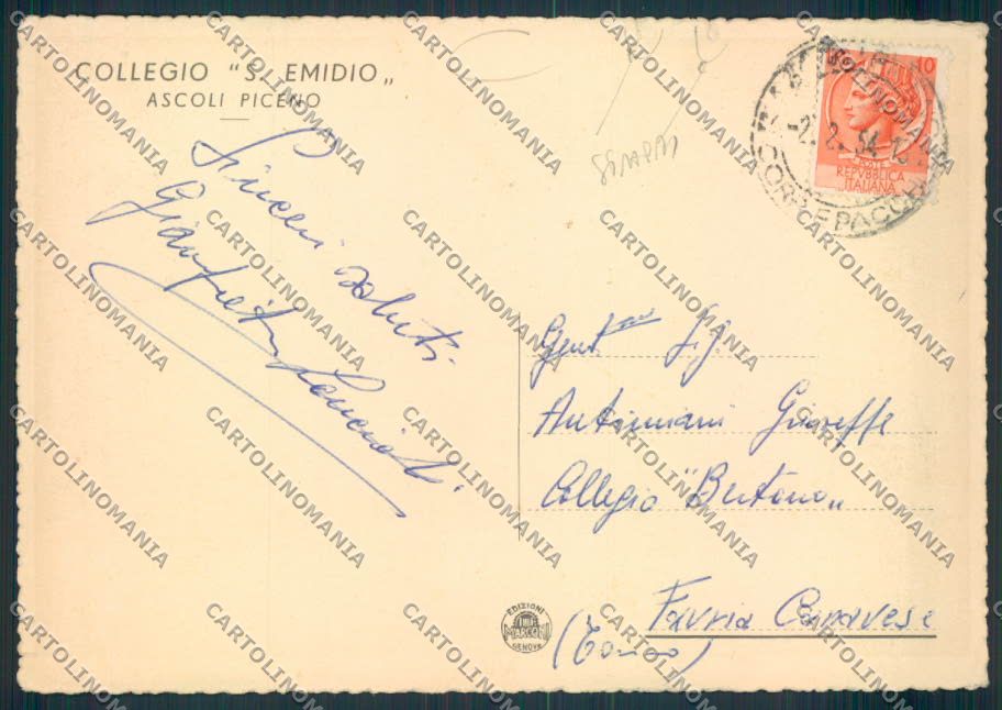 Ascoli Piceno città STRAPPINI FG cartolina MQ0987 – retro