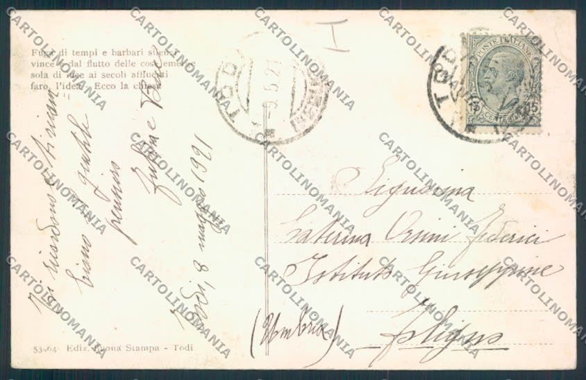 Perugia Todi Saluti da cartolina MQ1287 – retro