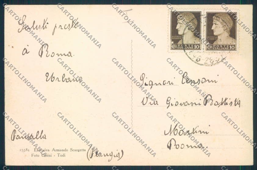 Perugia Pantalla cartolina MQ1289 – retro
