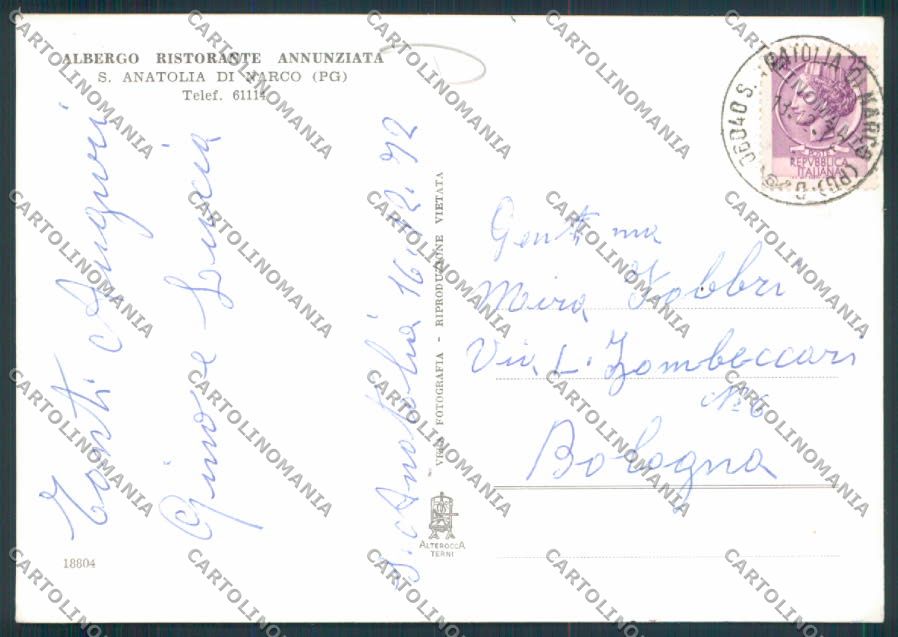 Perugia Santa Anatolia Narco ADESIVO Foto FG cartolina MQ1359 – retro