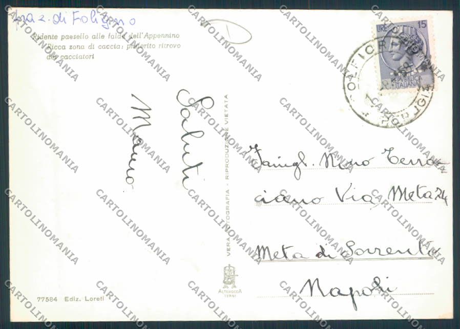 Perugia Colfiorito ADESIVO Foto FG cartolina MQ1360 – retro